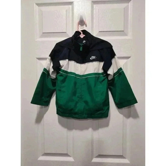 Nike Toddler Full Zip Jacket with Hood and Swoosh Blue white & green. 3T EUC - Picture 1 of 7